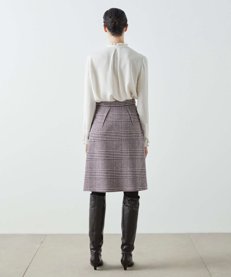 Machka Houndstooth Pattern Skirt Bordeaux