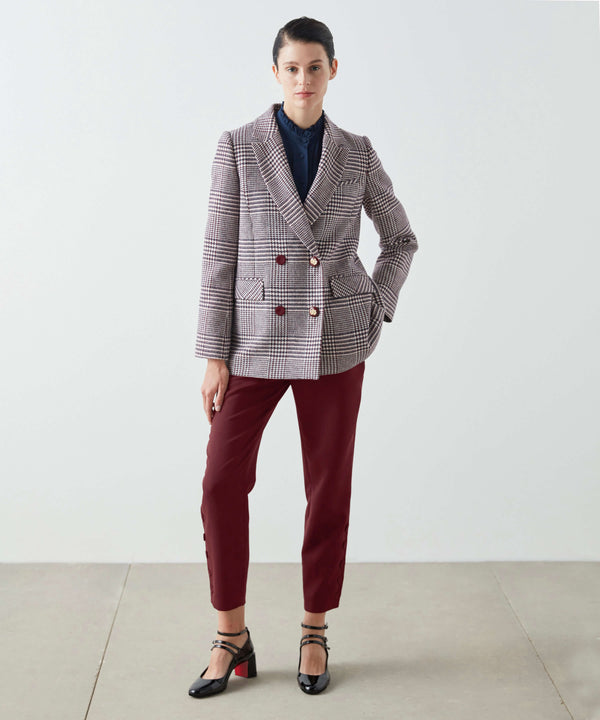 Machka Houndstooth Pattern Blazer Bordeaux