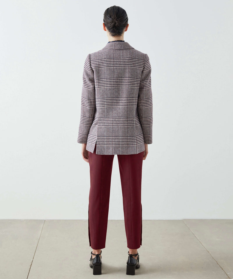 Machka Houndstooth Pattern Blazer Bordeaux