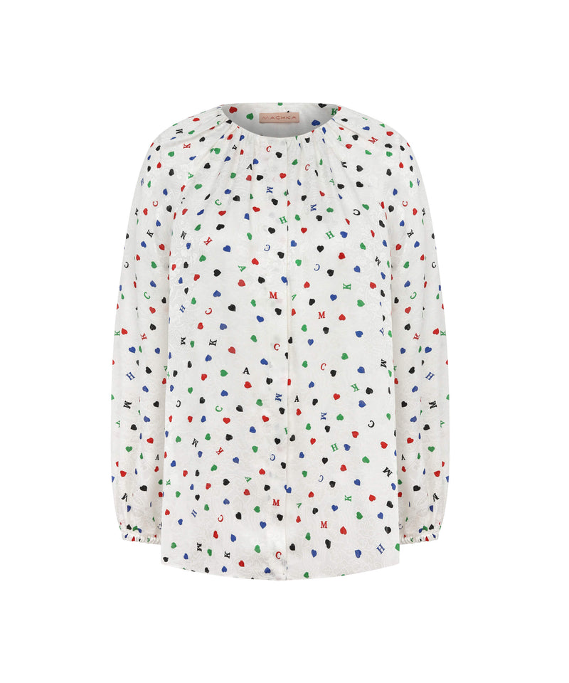 Machka Dotted Print Blouse White