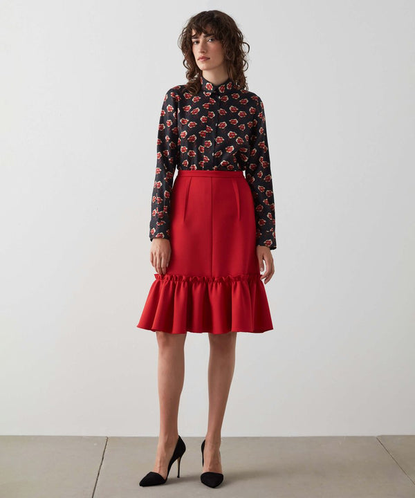 Machka Ruffle Detail Skirt Red