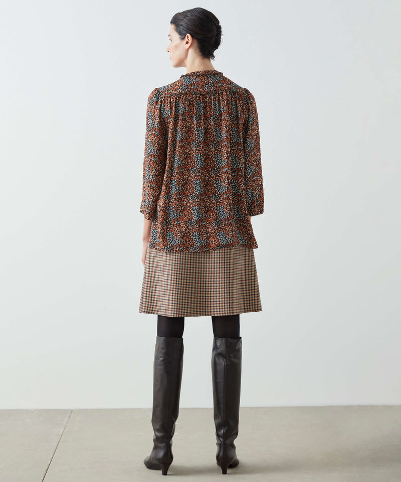 Machka Speckle Pattern Silk Blouse Petroleum