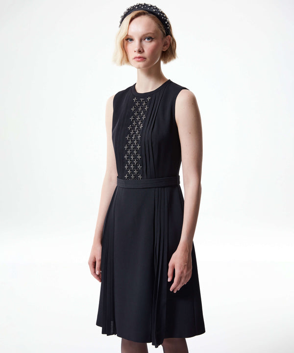 Machka Embroidered Crepe Dress Black