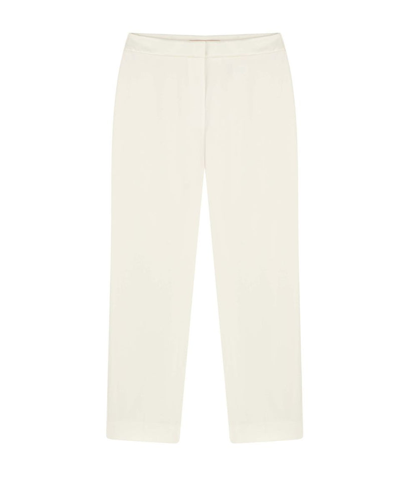 Machka Crepe Cigarette Fit Solid Trousers Off White