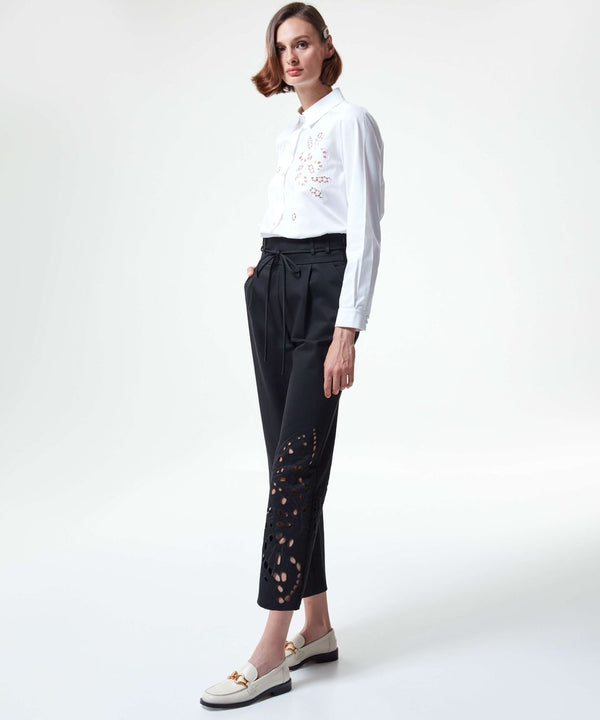 Machka Solid Pants With Cutout Details Black