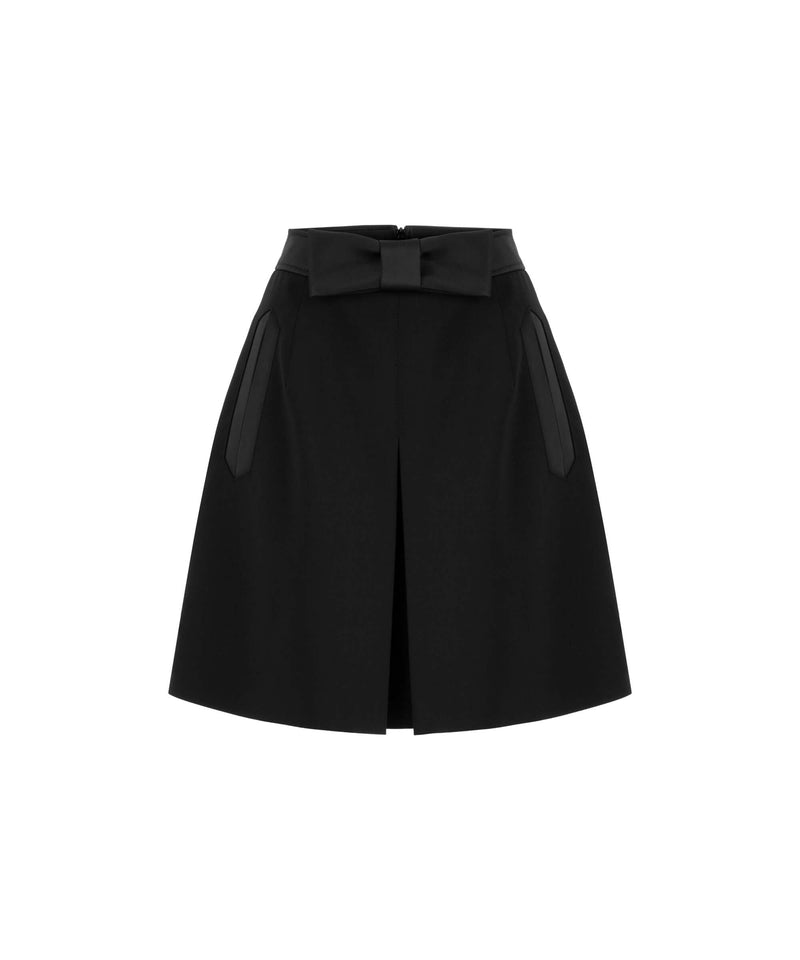 Machka Godet Pleat Bow Waist Skirt Black