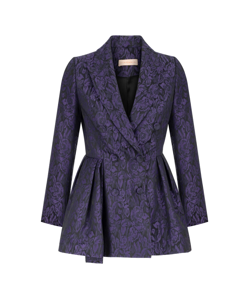 Machka Jacquard Double Breasted Blazer Purple