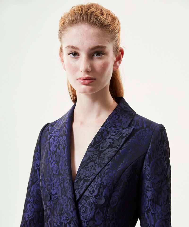 Machka Jacquard Double Breasted Blazer Purple