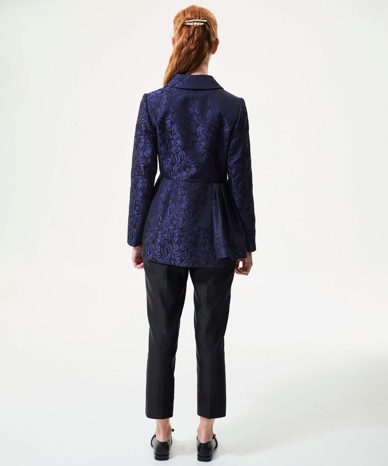 Machka Jacquard Double Breasted Blazer Purple