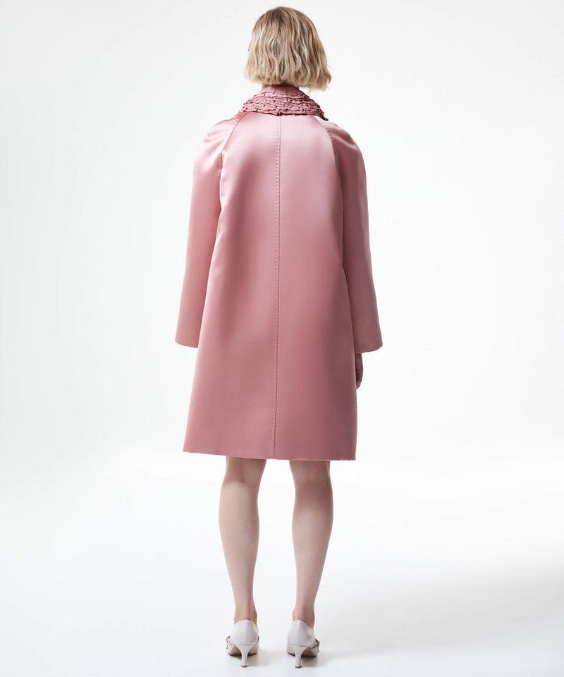 Machka Classic Ruffle Solid Trench Coat Powder