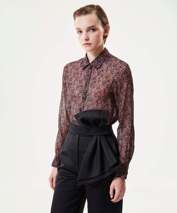 Machka Frilled Hem Printed Blouse Powder