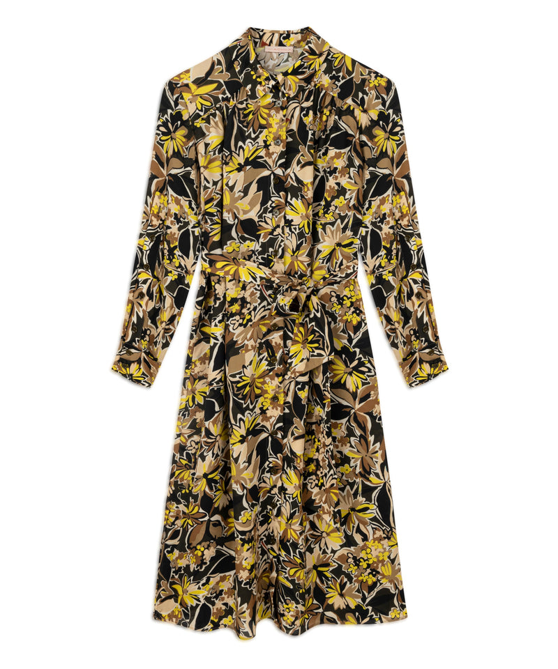 Machka Flower Pattern Shirt Dress Olive Green