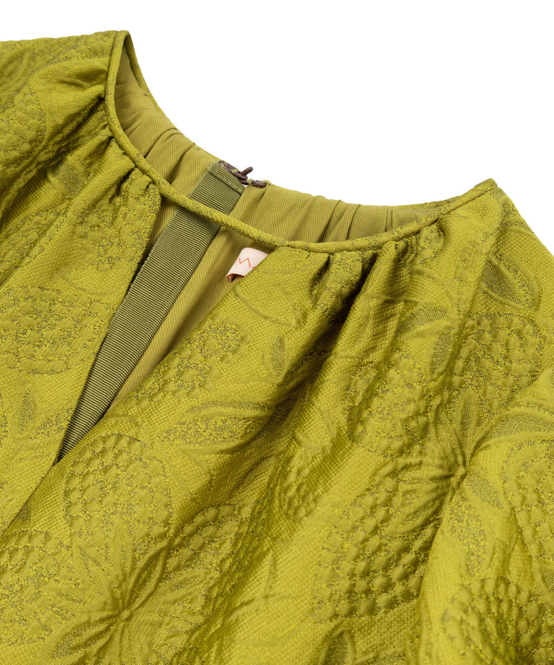 Machka Jacquard Balloon Sleeve Dress Yellow