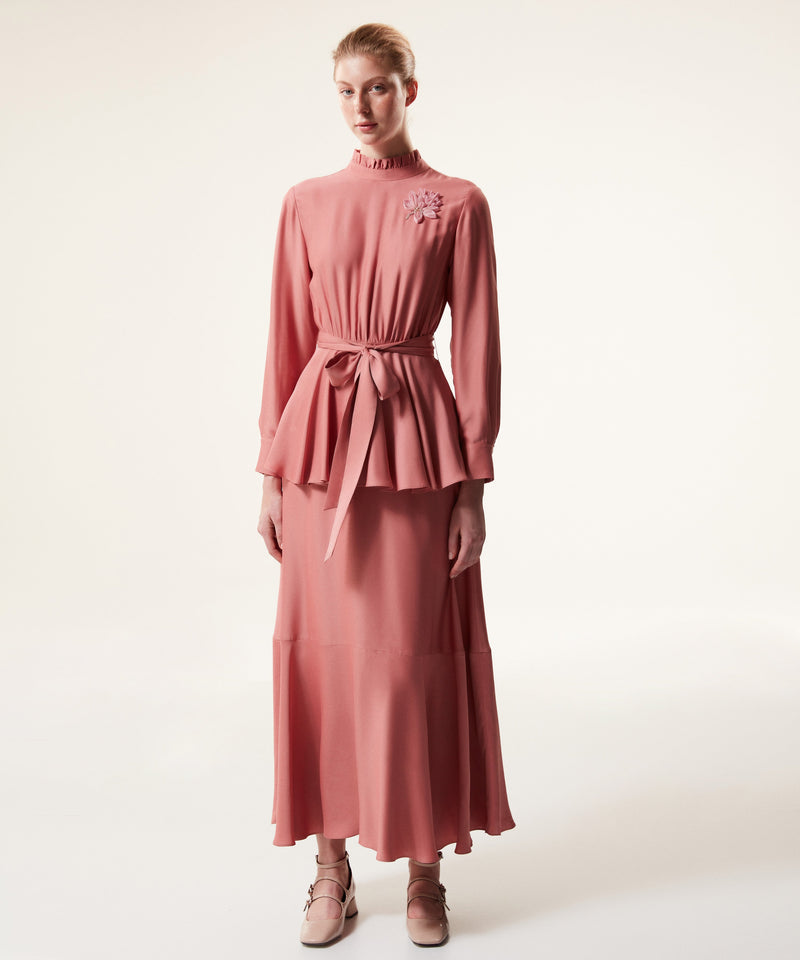 Machka Belted Maxi Dress With Brooch-Embellished Powder