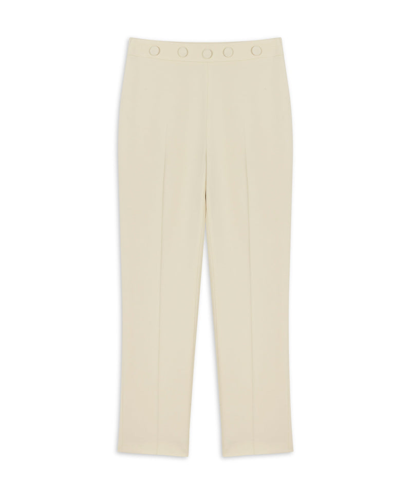 Machka Button Accessory Solid Trousers Off White