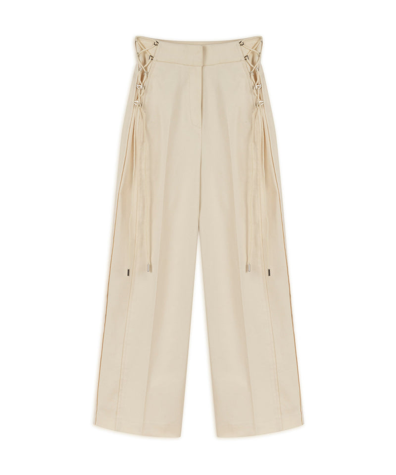 Machka Solid Tie Detail Trousers Off White