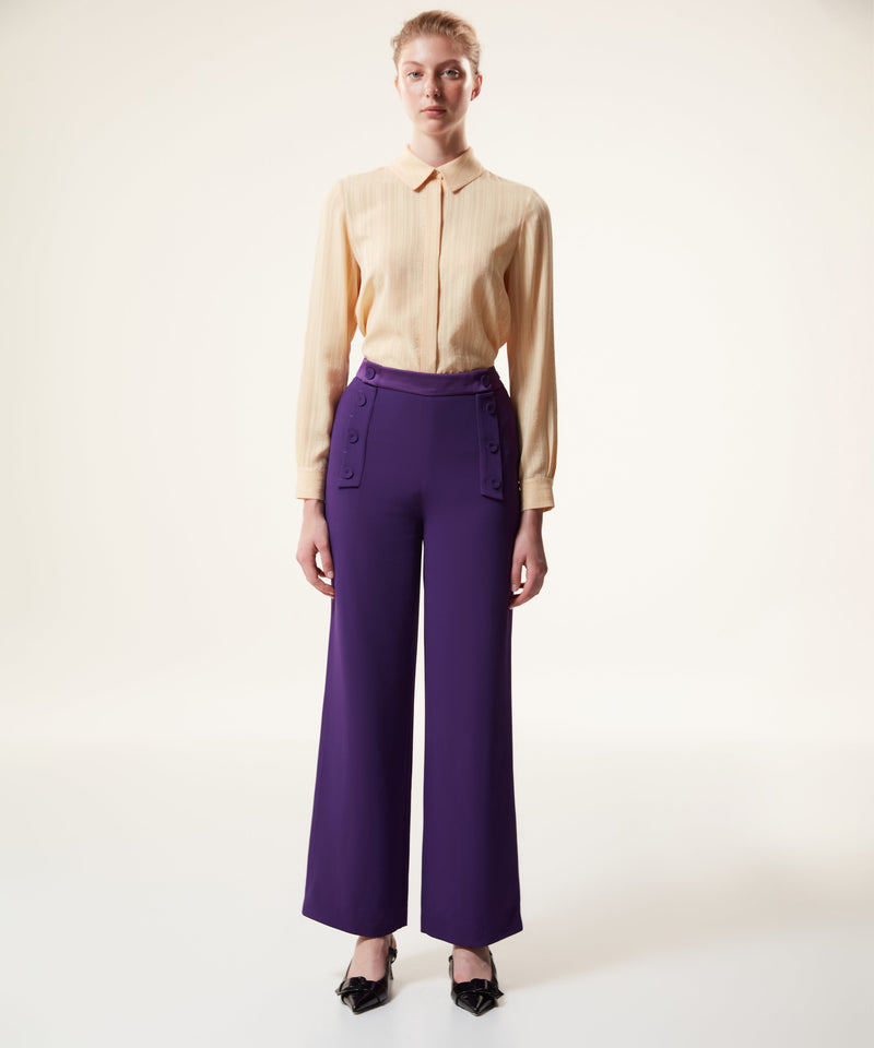 Machka Wide Cut Trousers With Button Accessories Dark Purple