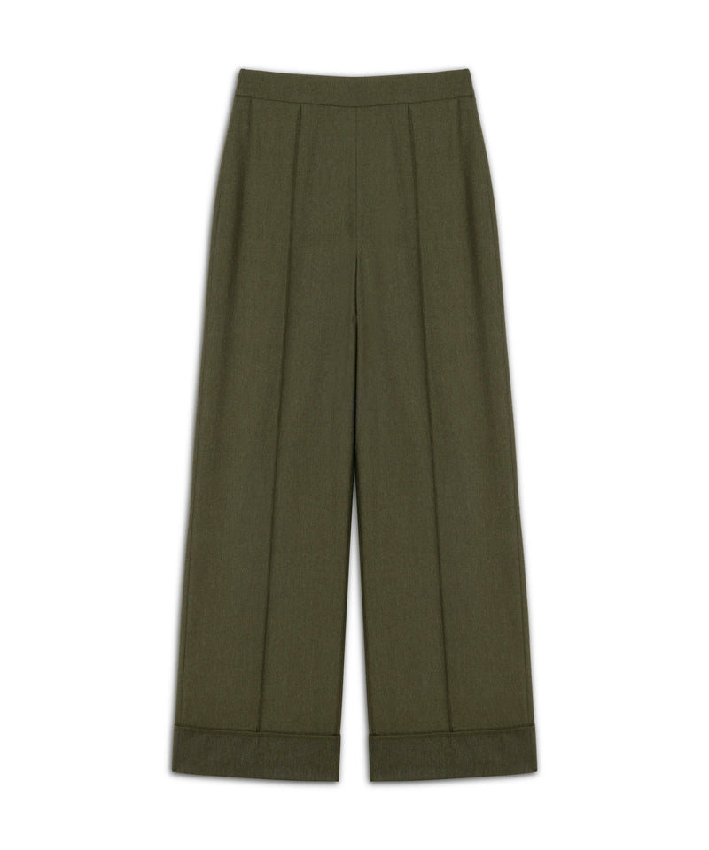 Machka Double-Leg Wide-Cut Trousers Khaki