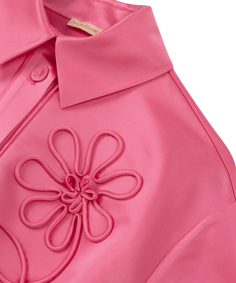 Machka Floral Applique Belted Jacket Pink