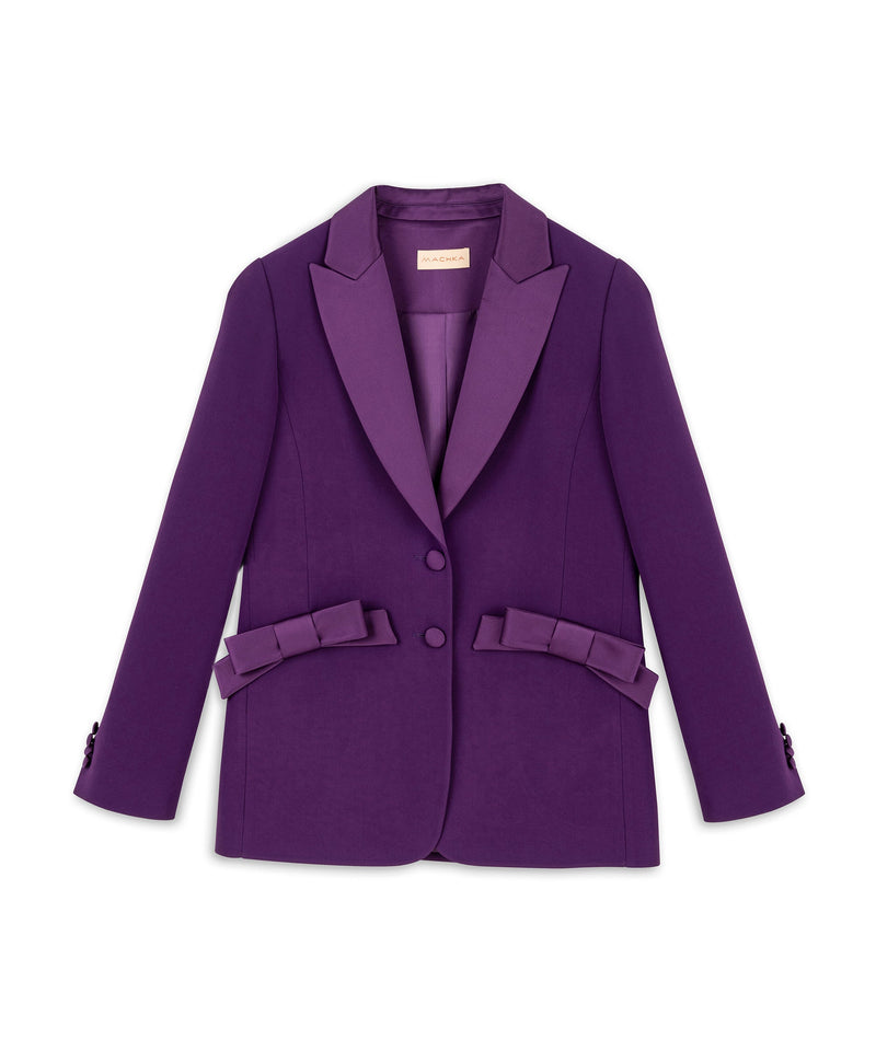 Machka Crepe Blazer With Bow Accessories Dark Purple