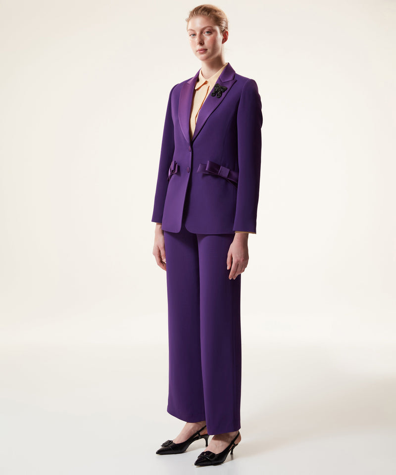 Machka Crepe Blazer With Bow Accessories Dark Purple