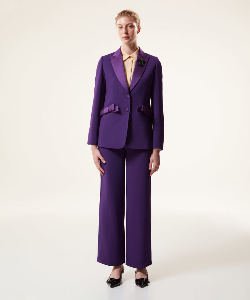 Machka Crepe Blazer With Bow Accessories Dark Purple