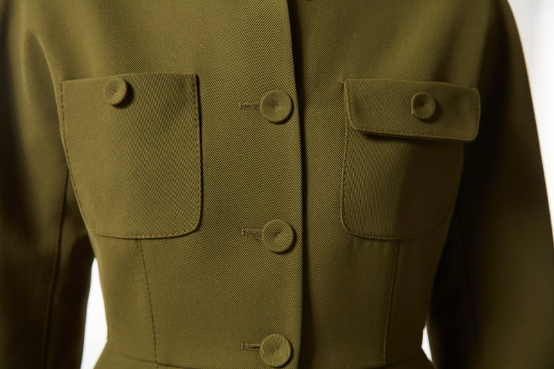 Machka Button Accessories Solid Jacket Olive Green