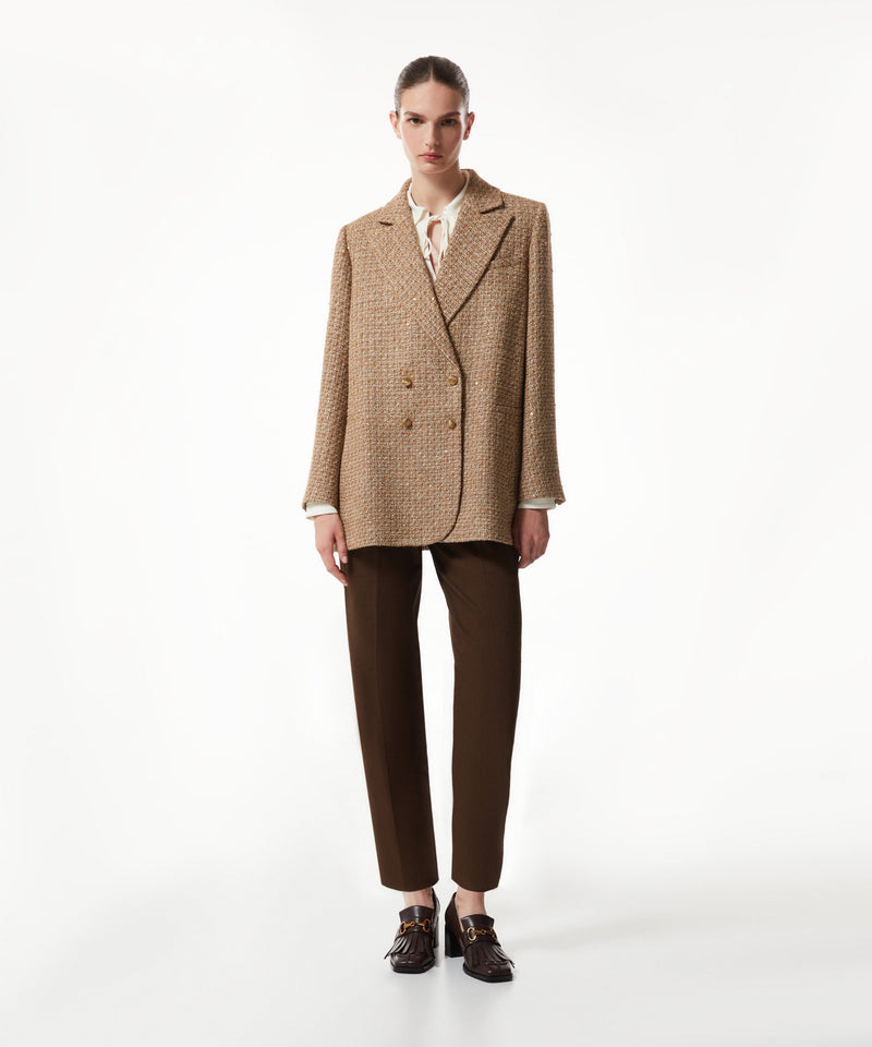 Machka Sequined Tweed Blazer Camel