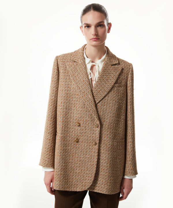 Machka Sequined Tweed Blazer Camel