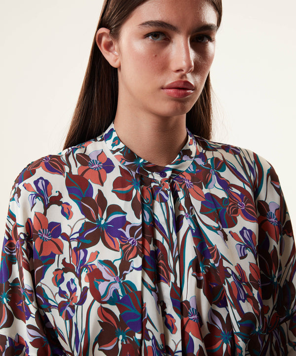 Machka Floral Pattern Casual Cut Blouse Bronze