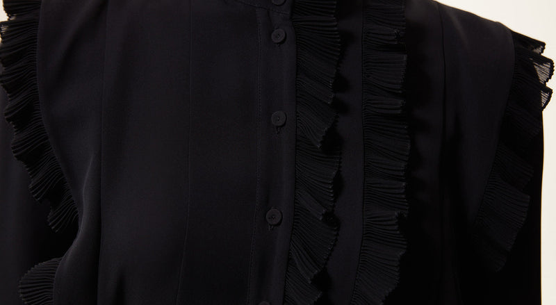 Machka Ruffle-Pleat Detailed Blouse Black