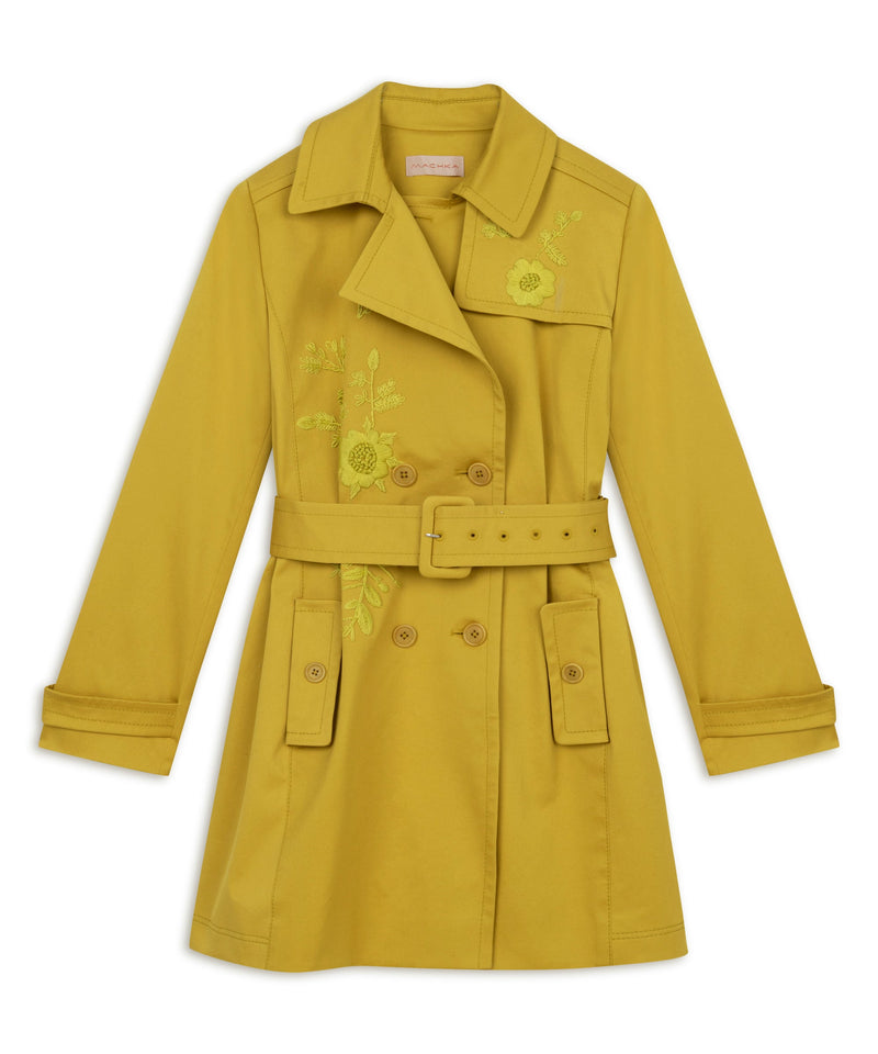 Machka Embroidered Twill Top Coat Yellow