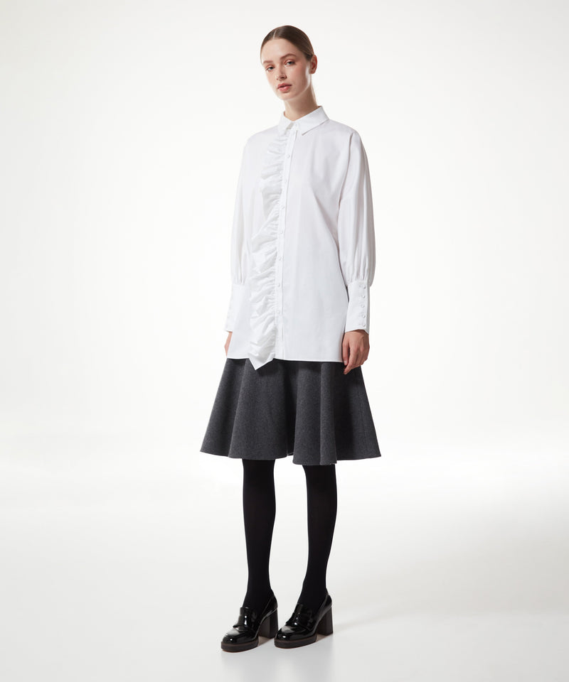 Machka Oversize Shirt With Ruffle Trim White