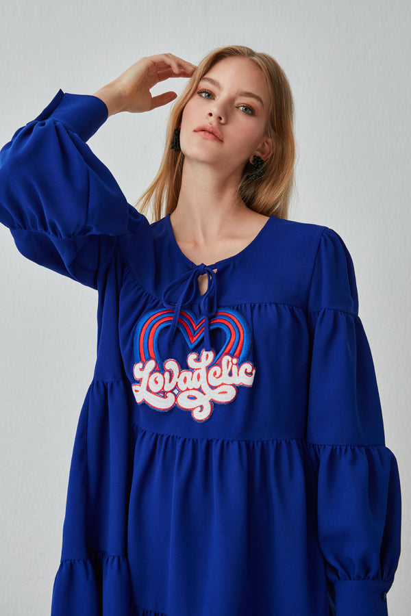 Nocturne Embroidered Detail Tunic Blouse Blue