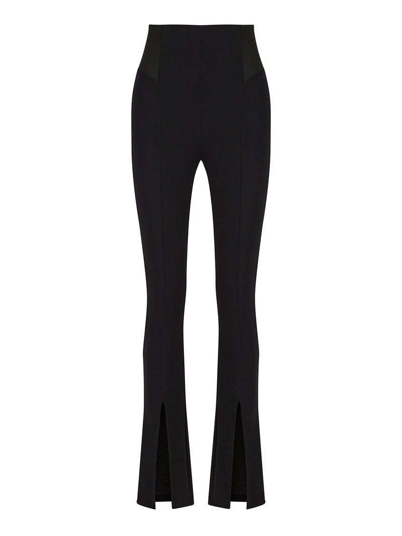 Nocturne High Waist Front Slit Detail Trouser Black