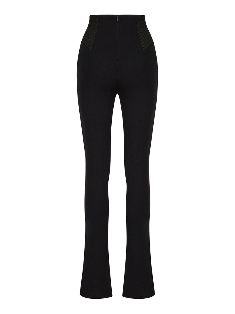 Nocturne High Waist Front Slit Detail Trouser Black