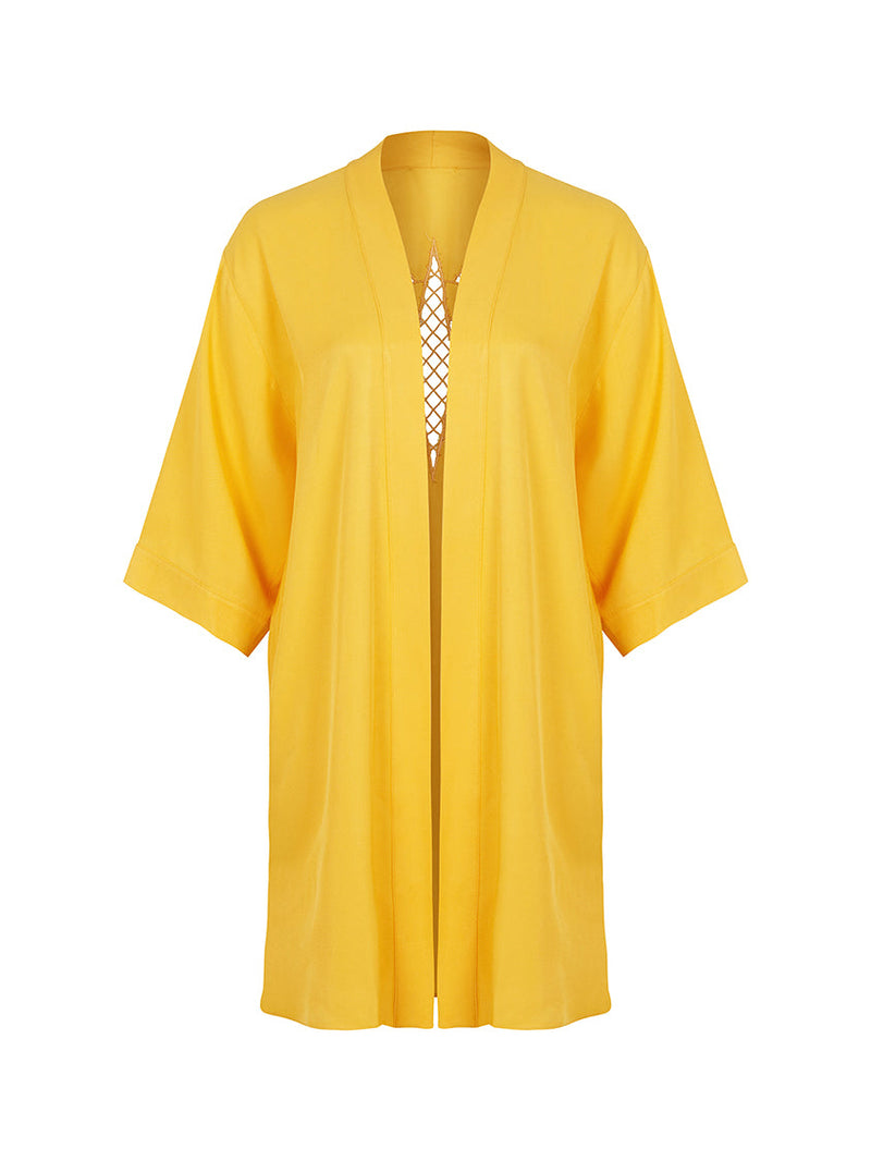 Nocturne Back Detailed Kimono Yellow