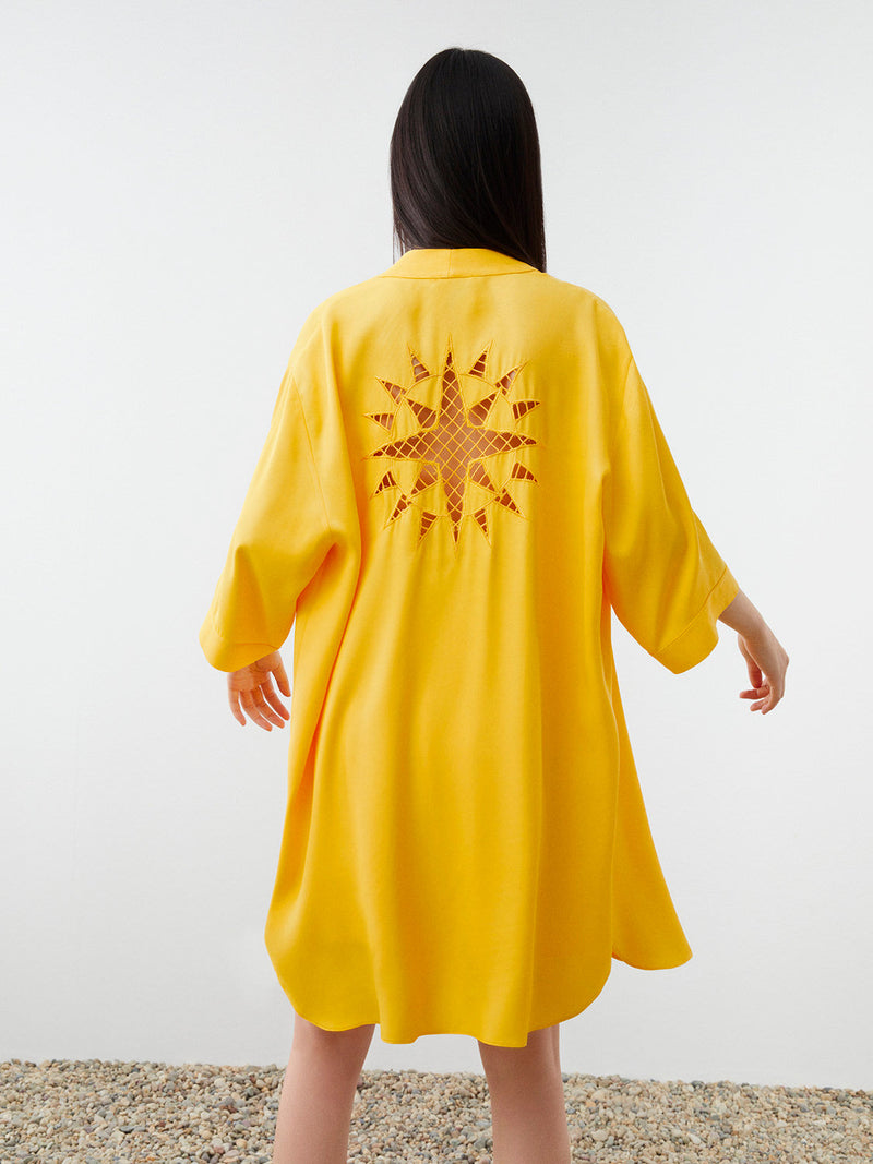 Nocturne Back Detailed Kimono Yellow