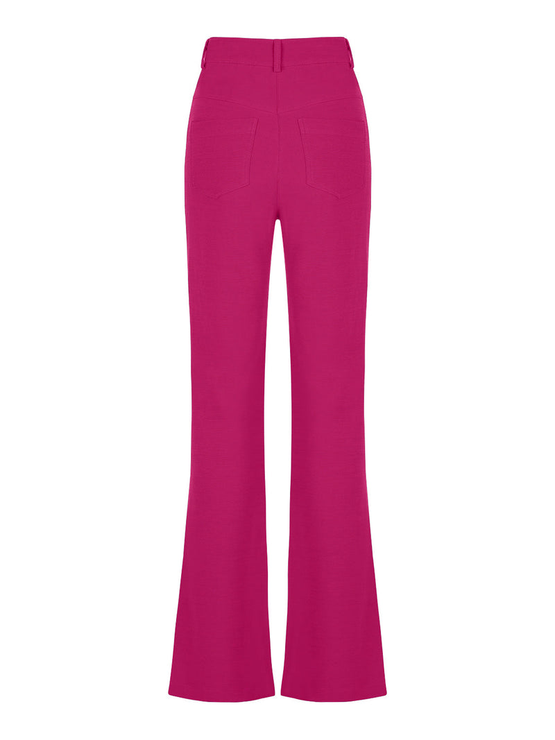 Nocturne High-Waisted Slit Pants Fuchsia