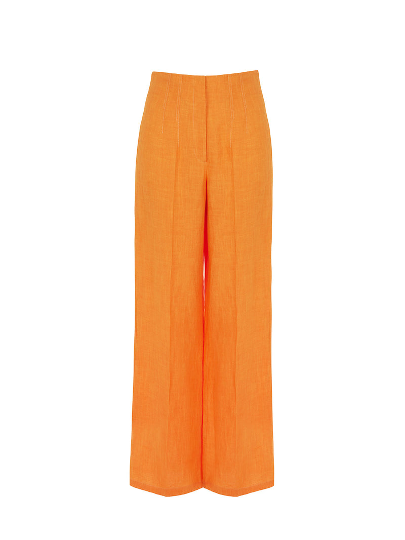 Nocturne Wide Leg Linen Pants Orange