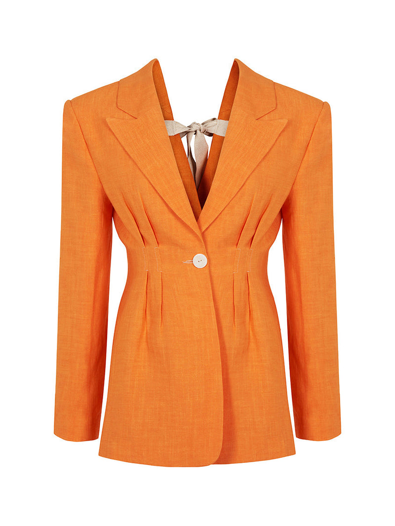 Nocturne Linen Jacket With Back Detail Orange