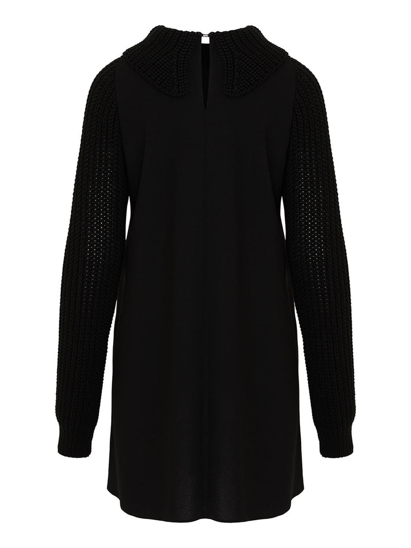 Nocturne Knit Detail Mini Dress Black