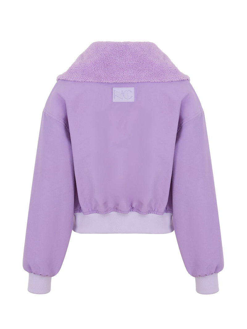 Nocturne High Collar Cropped Jacket Violet