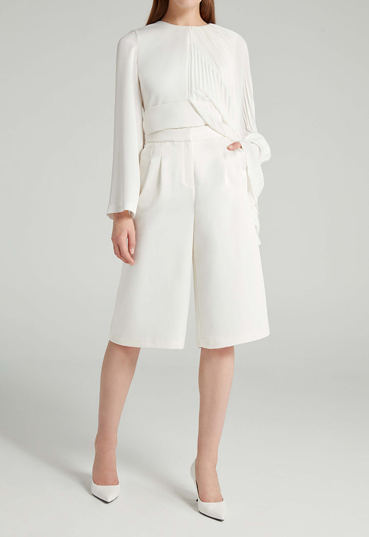 Choice Solid Culottes With Pocket Detail Off White