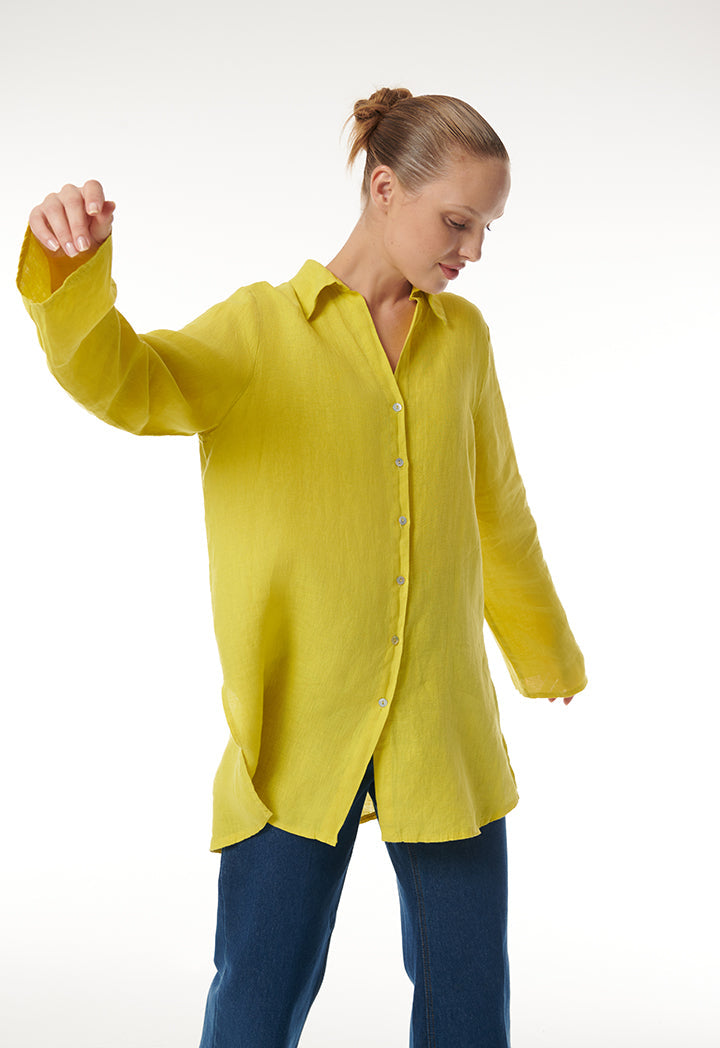 Choice Textured Look Classic Shirt Yellow