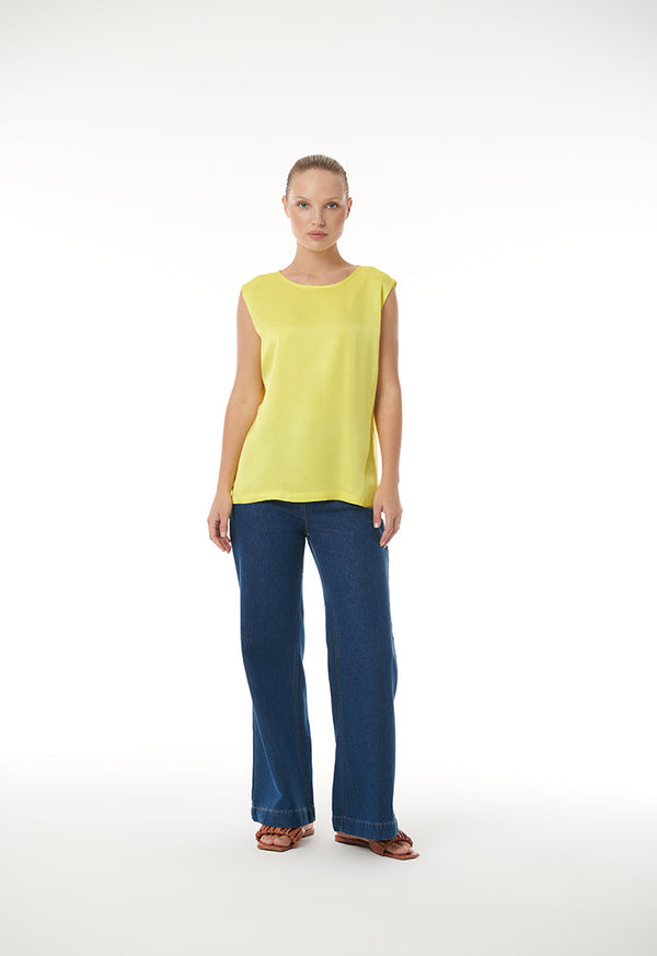 Choice Sleeveless Round Neck Top Yellow