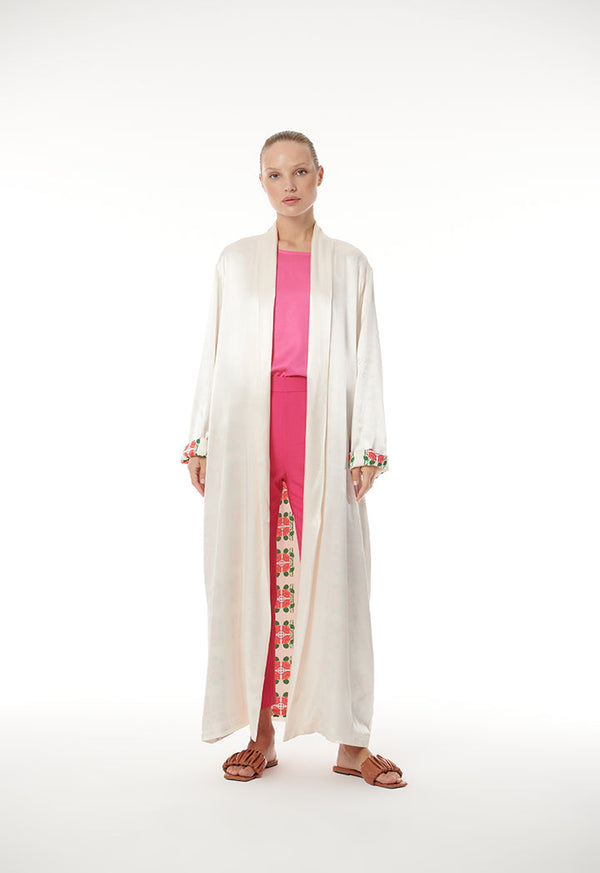 Choice Maxi Abaya With Printed Inner Lining Cream