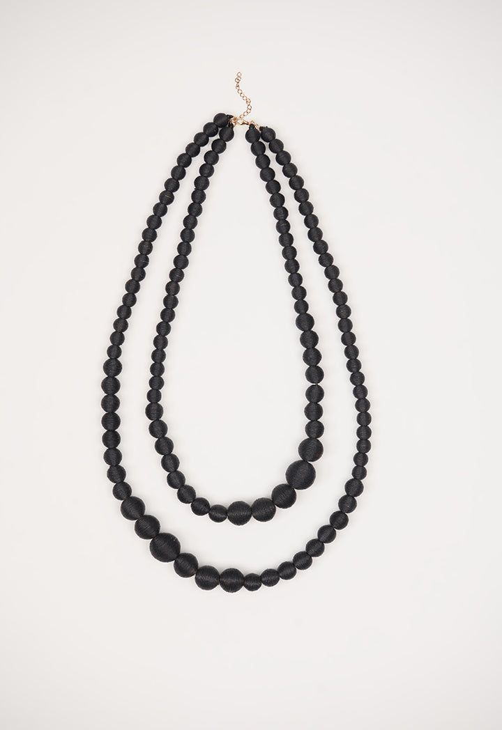 Choice Two Layer Round Pearl Necklace Black