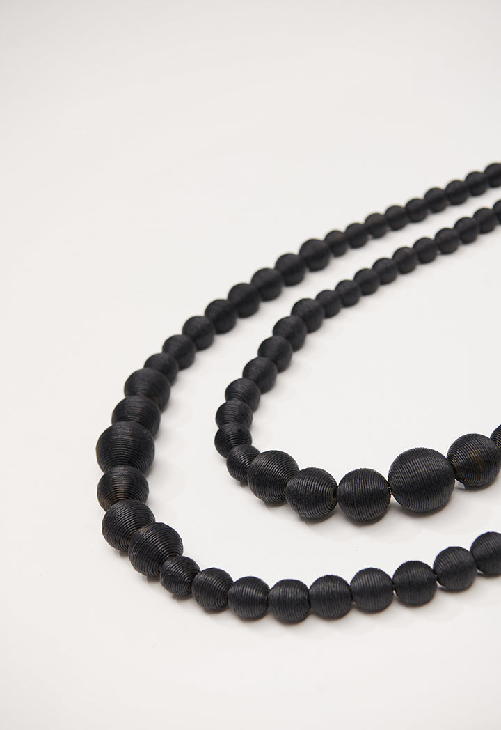 Choice Two Layer Round Pearl Necklace Black