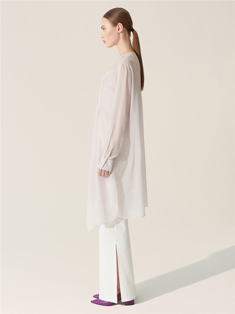 Baqa Tie Detail Sheer Blouse Lilac